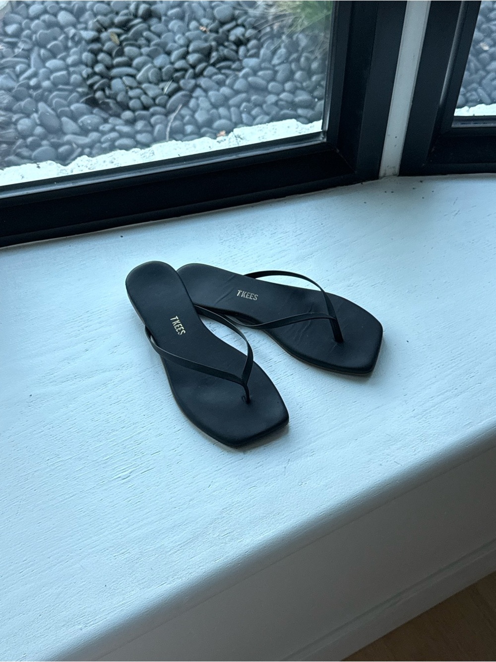 TKEES Black Square-Toe Lily Sandal